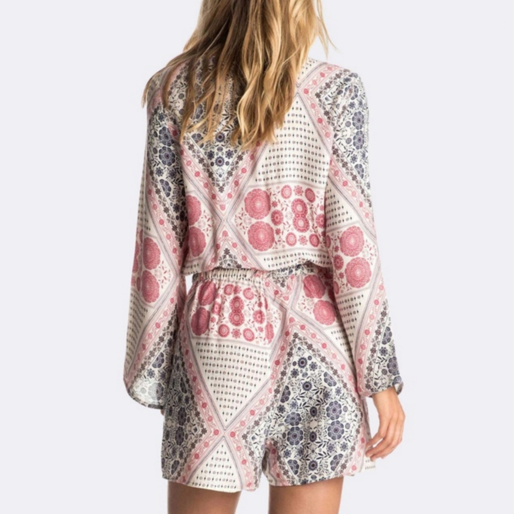 Roxy Paisley Printed Midnight Clear Boho Romper - Picture 2 of 11